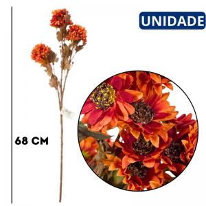 Kit 3 Hastes Flor Artificial Margarida Outonada 68Cm Arranjo Decoração Casa