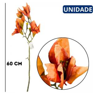 Kit 3 Hastes Flor Artificial Laranja 60Cm Decoração Arranjos Presente Criativo
