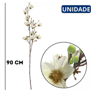 Haste Artificial Magnólia Creme 90Cm Decoração Interiores Arranjo Floral Luxo