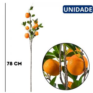 Haste Artificial Decorativa Tangerina 78Cm Flor Permanente Arranjo Laranja