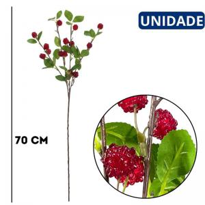 Haste Artificial de Amora com Folhagens Verdes 70Cm para Decoração