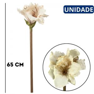 Haste Flor Artificial Amarílis Champanhe 65Cm Decoração Luxo Casamento
