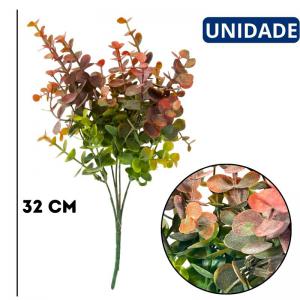 Buquê de Eucalipto Artificial Verde e Marrom com 5 Galhos 32Cm