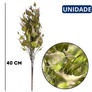 Buquê Folhagem Artificial Verde Marrom 40Cm 5 Hastes Arranjo