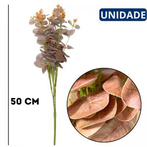 Haste Eucalipto Artificial Vinho 50Cm Decoração Mesa Casamento