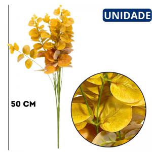 Haste Eucalipto Artificial Salmão 50Cm Flor Permanente Decoração