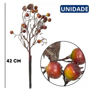 Haste Decorativa Roma Vermelho Envelhecido 42Cm Arranjo Floral Natalino Vintage