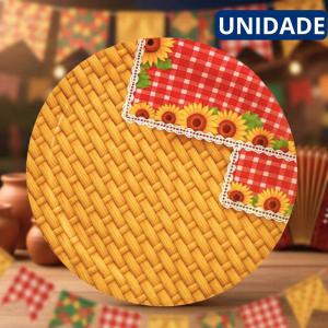 Prato Papel Cartão Estampa Arraia Girassol 18Cm Descartável Festa Praia Verão