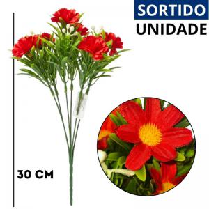 Buquê Mini Gerberas Artificiais Coloridas com Folhagem 30Cm Arranjo Permanente