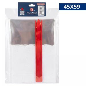 Saco Cristal para Cesta Barrado Chantilly Laço Decorativo 45X59 Presente
