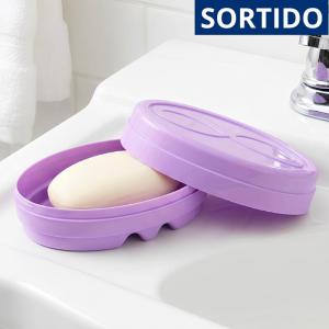 Saboneteira Plástica com Tampa Colorida Porta Sabonete Banheiro Decoração