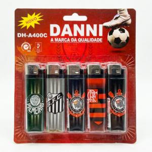 Kit 5 Isqueiros Descartáveis Time Grande Cores Sortidas Acendedor Manual Doméstico