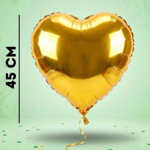 Balão Metalizado Coração Amarelo 45Cm Decoração Festa Aniversário Romântico
