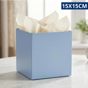 Cachepot Papelão Quadrado Azul Liso 15X15Cm Grande para Cestas e Presentes