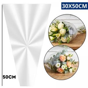 Embalagem Cone Poli Cristal Incolor Bouquet Flores 30X50Cm Transparente
