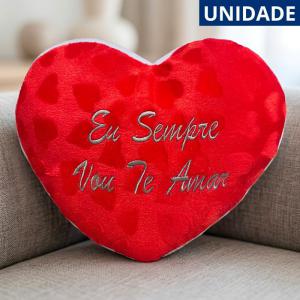 Almofada Pelúcia Coração 25X30Cm com Frase Decorativa Presente Romântico Macia