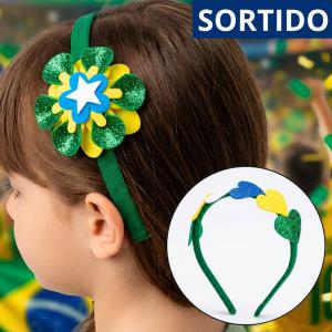 Tiara Infantil Verde Amarelo Brilho Sortido Festa Cabelo Menina Acessório
