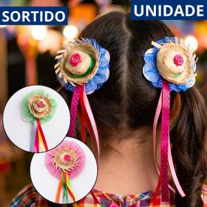 Laço Junino Cabelo Menina Mini Chapéu Fitas Bico Pato Sortido Festa
