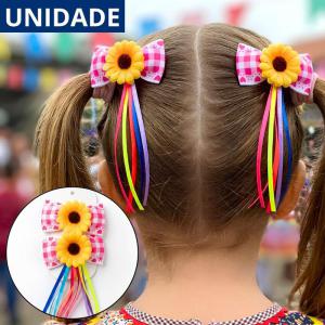 Laço Cabelo Girassol Festa Junina Bico Pato Kit 2 Infantil