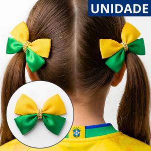 Laço Cabelo Verde Amarelo Bico Pato Infantil Adulto Brasil Festas