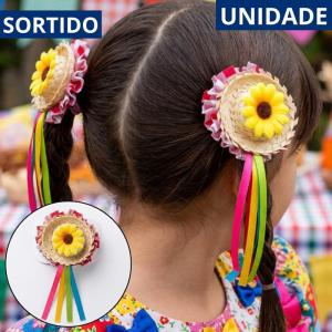 Presilha Cabelo Chapéu Junino Girassol Bico Pato Festa Sortido Infantil Adulto
