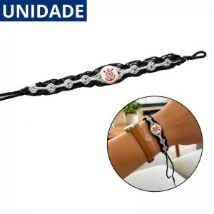 Pulseira Corinthians Trançada Preta Ajustável Fiel Torcedor Presente Original