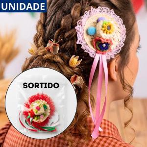 Presilha Cabelo Mini Chapéu Junino Renda Festa Arraiá Bico Pato Sortido