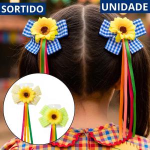 Laço Cabelo Girassol Festa Junina Bico Pato Médio Acessório Junino