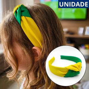 Tiara Turbante Feminina Brasil Verde Amarelo Copa Torcida Confortável Moda