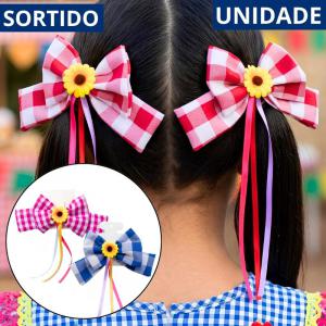 Laço Cabelo Grande Festa Junina Xadrez Bico Pato Sortido Acessório