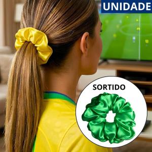 Elástico Rabico Cetim Brasil Verde Amarelo Lacerote Cabelo Kit 2 Unidades