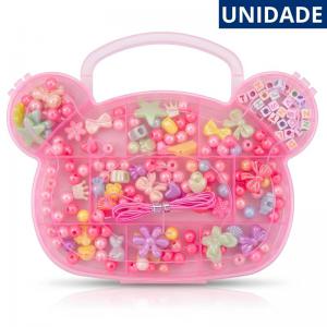 Kit Miçangas Infantil Criativo Maleta Urso Artesanato Bijuteria Crianças Presente