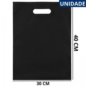 Sacola Plástica Boca de Palhaço Preta 30X40Cm Resistente Loja Embalagem