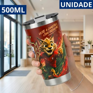 Copo Térmico Cristiano Ronaldo Cr7 500Ml Inox Tampa Abridor Presente Fã