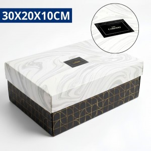 Caixa Papelão Retangular Estampa Noir com Tampa Grande 30X20X10Cm Organizador Presente