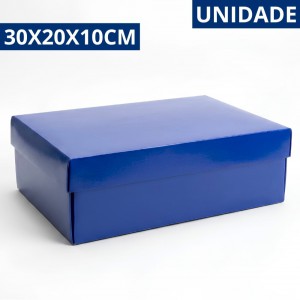 Caixa Papelão Grande Retangular Azul Royal com Tampa 30X20X10Cm Presente Organizadora