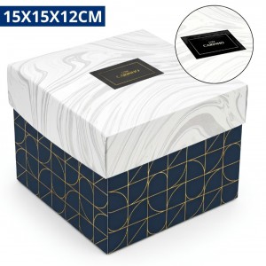 Caixa Presente Quadrada Cubo Romântica Estampa Noir Tampa 15X15X12Cm Papelão