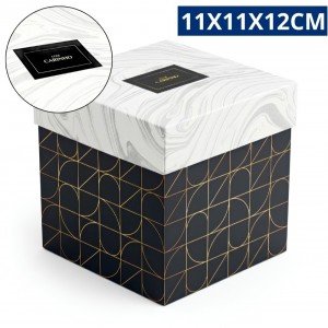 Caixa Presente Quadrada Cubo Papelão Estampa Noir Romântica 11X11X12Cm