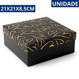 Caixa Papelão Quadrada Estampa Intense com Tampa 21X21X8,5Cm Média Decorativa