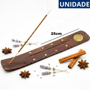 Suporte Incenso Madeira Régua Decorado 25Cm | Aromaterapia Ambiente Relaxamento