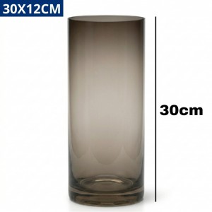 Vaso Vidro Tubo Preto Decorativo Moderno 30X12Cm Elegante para Flores