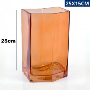 Vaso Vidro Flecha Laranja Decorativo 25X15Cm Moderno Centro Mesa Casa