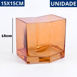 Vaso Vidro Flecha Laranja Decorativo Moderno 15X15Cm para Flores