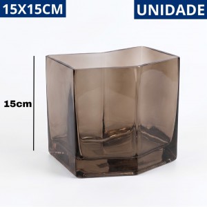 Vaso Vidro Flecha Marrom 15X15Cm Decorativo Elegante para Flores Mesa