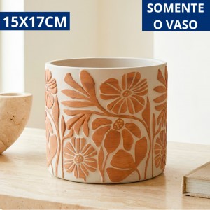 Vaso Decorativo Cimento Terracota com Areia para Plantas 15X17Cm Moderno