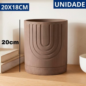 Vaso de Cimento Decorativo Marrom 20X18Cm Moderno Rústico Plantas Casa