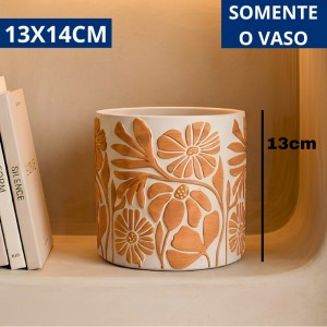 Vaso Cimento Terracota Decorativo Flores Areia 13X14Cm Moderno Elegante
