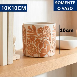 Vaso Cimento Decorativo Terracota 10X10Cm Mini com Areia Flores