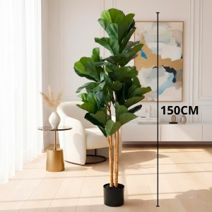Ficus Lyrata Artificial Gigante 150Cm Verde com Vaso Plástico Decoração