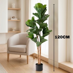 Planta Ficus Lyrata Grande 120Cm Verde com Vaso Plástico Decoração